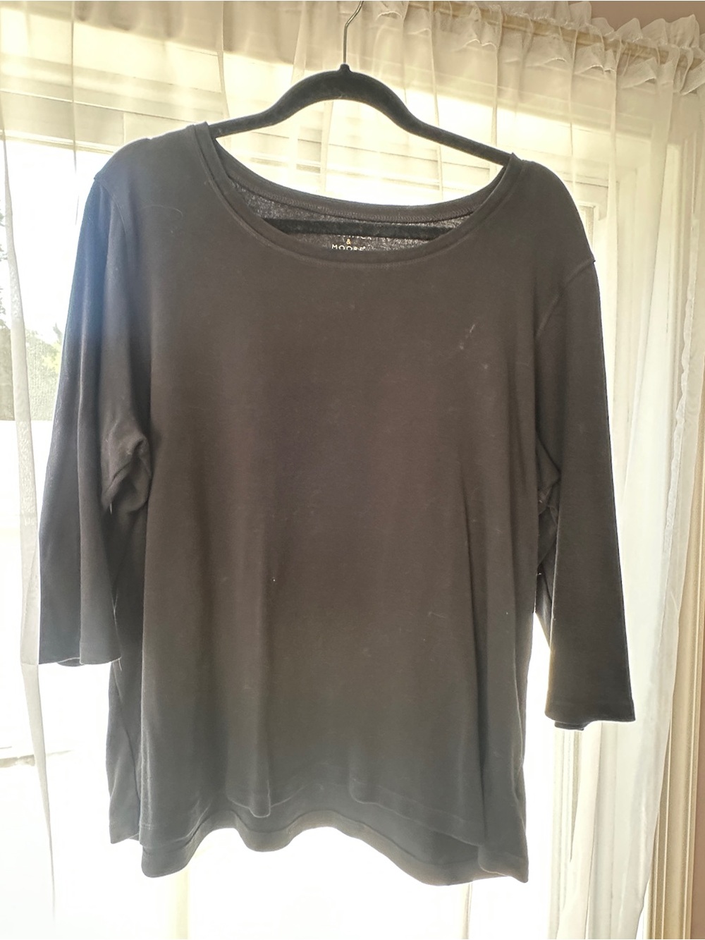 Preswick & Moore Black Scoop Neck 3/4 Sleeve Top (2X)